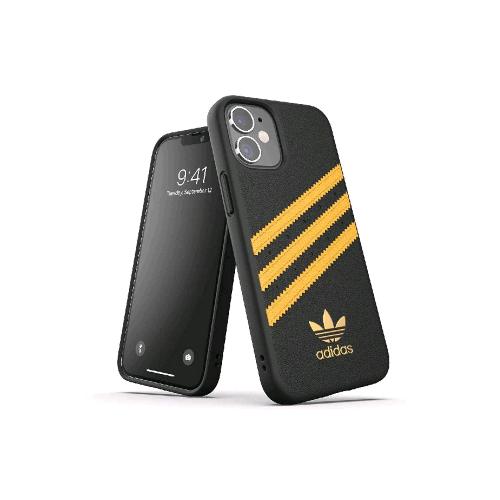 42479, ADIDAS SAMBA APPLE iPHONE 12 MINI CUSTODIA IN TPU E POLIURETANO SIMILPELLLE NERO/GIALLO, Adidas
