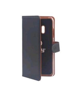 WALLY757, CELLY SAMSUNG GALAXY J4 2018 CUSTODIA A PORTAFOGLIO SIMILPELLE FLAP MAGNETICO NERO, CELLY