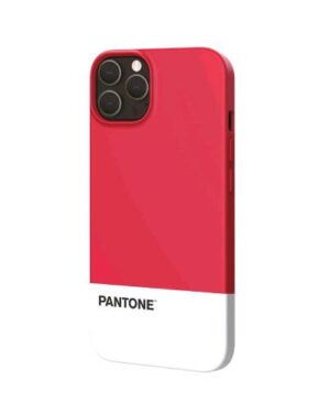 PT-PC1008R1, PANTONE APPLE iPHONE 13 PRO COVER IN TPU DOTATA DI UN RIVESTIMENTO IN SILICONE E FINITURA SOFT-TOUCH ROSSO/ BIANCO LOGO PANTONE, Pantone