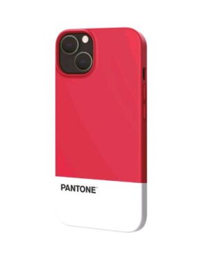 PT-PC1007R1, PANTONE APPLE iPHONE 13 COVER IN TPU DOTATA DI UN RIVESTIMENTO IN SILICONE E FINITURA SOFT-TOUCH ROSSO/ BIANCO LOGO PANTONE, Pantone