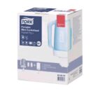 658001, TORK DISPENSER MINI PORTATILE PERASCIUGAMANI AD ESTRAZIONE CENTRALE IN PLASTICA 26.3X18.5X23.9 CM BIANCO AZZURRO, Tork