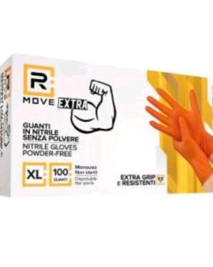 RMGLOG100083, RMOVE GUANTI IN NITRILE TAGLIA XL 8.5 GRAMMI DA LAVORO SENZA POLVERE ARANCIONE CONF 100 Pz., RMove