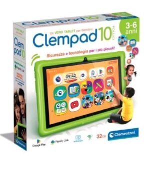 16795, CLEMENTONI CLEMPAD 10" TABLET EDUCATIVO PER BAMBINI 32GB RAM 2G WIFI 2 FOTOCAMERE ANDROID 13 GOOGLE PLAY E SISTEMA PARENTAL CONTROL, Clementoni