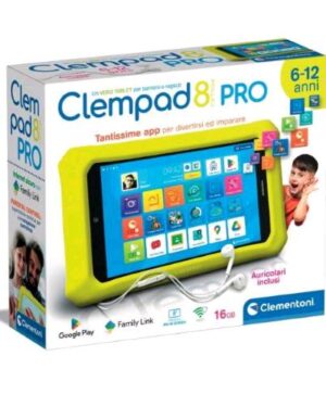 16796, CLEMENTONI CLEMPAD 8"" TABLET EDUCATIVO PER BAMBINI SCREEN HD 16GB RAM 2G WIFI 2 FOTOCAMERE ANDROID 11 GOOGLE PLAY E SISTEMA PARENTAL CONTROL, Clementoni