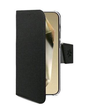 WALLY1122, CELLY GALAXY S25 ULTRA 5G WALLY CASE CUSTODIA A LIBRO IN SIMILPELLE CON FUNZIONE STAND NERO, CELLY