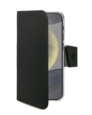 WALLY1163, CELLY SAMSUNG GALAXY S26 5G CUSTODIA A LIBRO IN SIMILPELLE CON CHIUSURA FLAP MAGNETICO TASCHINE INTERNE PORTADOCUMENTI E FUNZIONE STAND NERO, CELLY